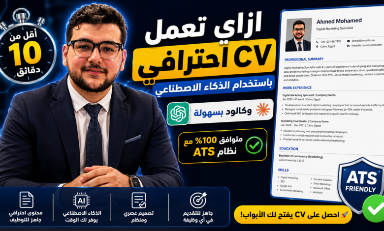 دليل 2026: طريقة عمل CV احترافي بالذكاء الاصطناعي وClaude يعدي نظام ATS